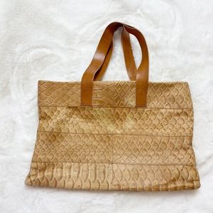 Giniluse Italian Leather Tan Shoulder Tote Bag